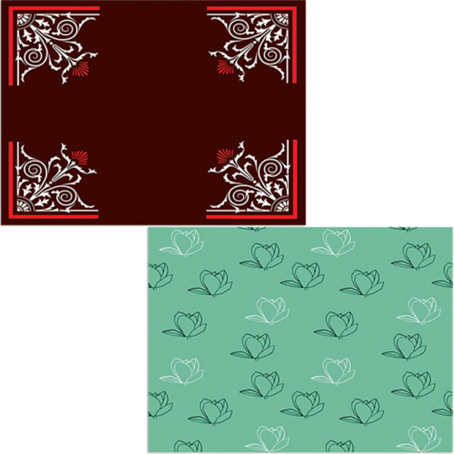 벨라 실리콘 식탁매트 2p 목련3 그린 + 카네이션4, 혼합 색상, 385 x 285 mm, 1개