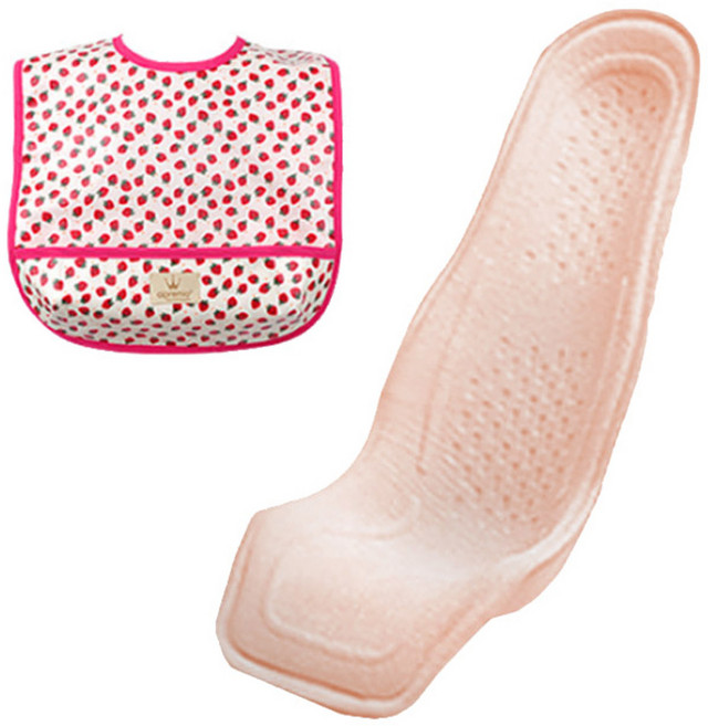 알프레미오 수유시트 + 순면 방수 유아용턱받이 핫핑크 딸기, 라이트코랄(면), 1세트