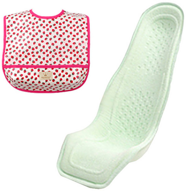 알프레미오 수유시트 + 순면 방수 유아용턱받이 핫핑크 딸기, 라이트그린(면), 1세트