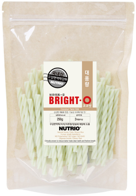 뉴트리오 강아지 브라이트오 치석껌 대용량, 코코넛, 250g, 1개