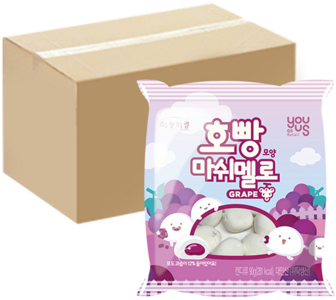 라이크스카이 호빵모양 마쉬멜로 포도맛, 90g, 6개