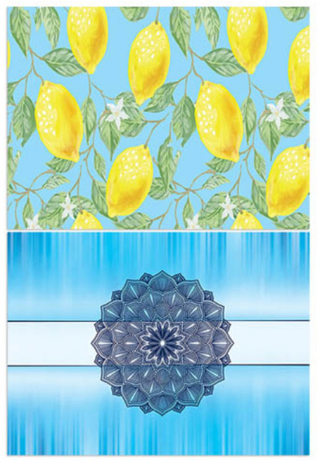 로엠디자인 실리콘 식탁매트 2p 레몬, 연꽃2, 385 x 285 mm