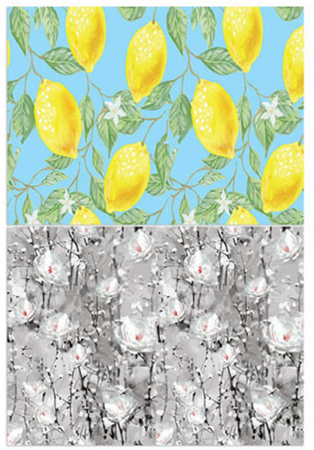 로엠디자인 실리콘 식탁매트 2p 레몬, 양귀비, 385 x 285 mm