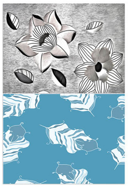 로엠디자인 실리콘 식탁매트 2p 블랙플라워, 깃털(민트), 385 x 285 mm