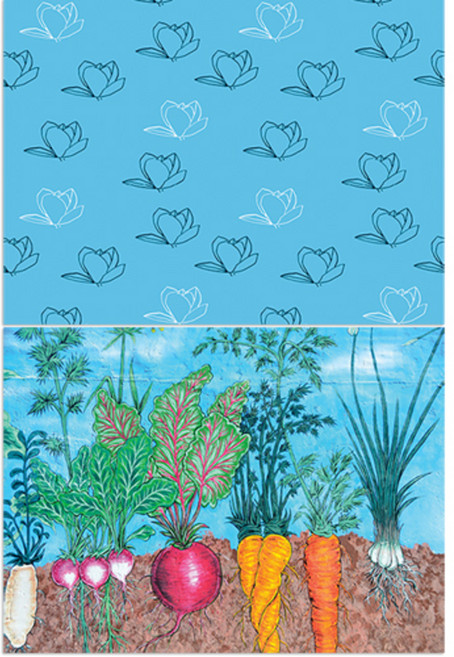 로엠디자인 실리콘 식탁매트 목련3 민트 + 채소밭, 혼합 색상, 385 x 285 mm, 1개