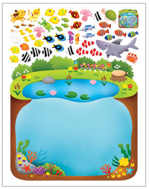 환타스틱스 놀이 앤 학습 스티커 FDT-656 2p, 물고기놀이, 23.5 x 31 cm