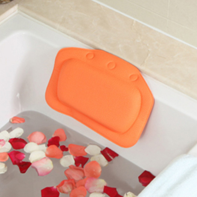 마켓감성 욕조 스폰지 샤워 헤드 베개, 1개, 오렌지