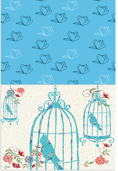 로엠디자인 실리콘 식탁매트 목련3 민트 + 새들의노래, 혼합 색상, 385 x 285 mm