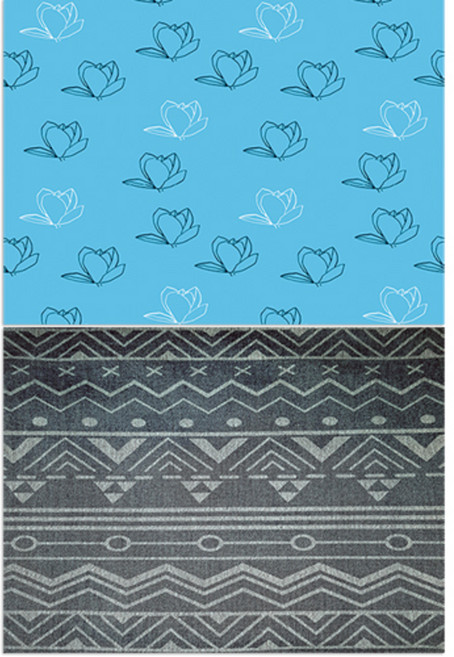 로엠디자인 실리콘 식탁매트 목련3 민트 + 지그재그, 혼합 색상, 385 x 285 mm