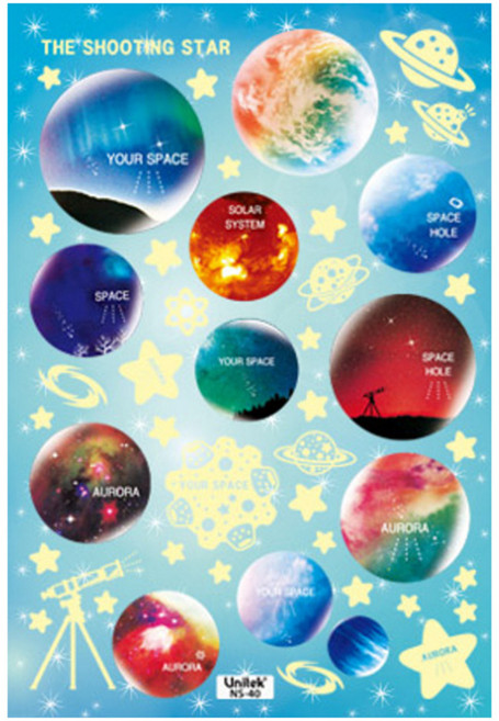 환타스틱스 야광별 스티커 NS-40 3p, 우주6, 16 x 23.5 cm
