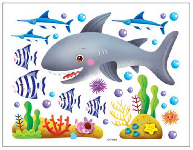 환타스틱스 펀 유니테크 스티커 FDT-85014 2p, 상어, 31 x 23.5 cm