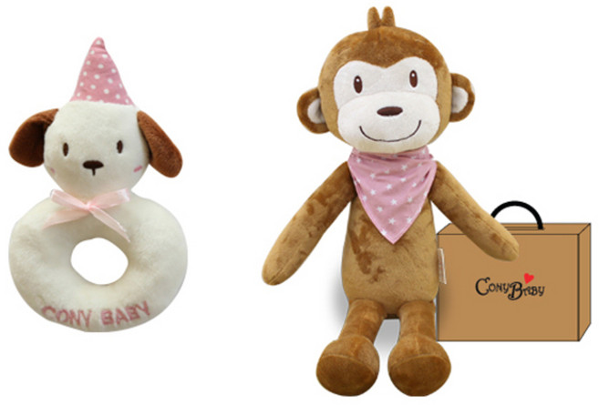코니베이비 애착인형 아기원숭이 랜덤 발송 + 강아지딸랑이 + 선물박스, 1세트