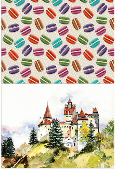 로엠디자인 실리콘 식탁매트 마카롱 + 성 풍경, 혼합 색상, 385 x 285 mm