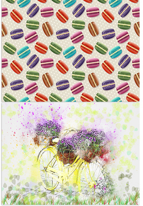 로엠디자인 실리콘 식탁매트 마카롱 + 자전거 화분, 혼합 색상, 385 x 285 mm, 1개