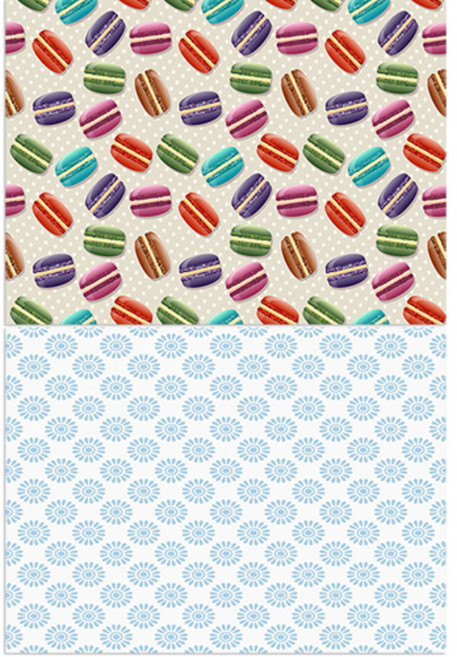 로엠디자인 실리콘 식탁매트 마카롱 + 블루 플라워 패턴, 혼합 색상, 385 x 285 mm, 1개