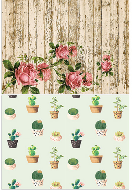 로엠디자인 실리콘 식탁매트 마루 위 장미 + 다육 선인장, 2, 385 x 285 mm, 1개