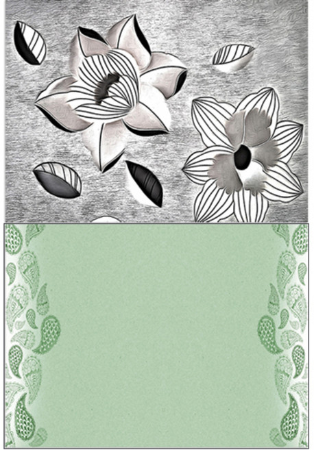 로엠디자인 실리콘 식탁매트 블랙플라워 + 물방울, 혼합 색상, 385 x 285 mm