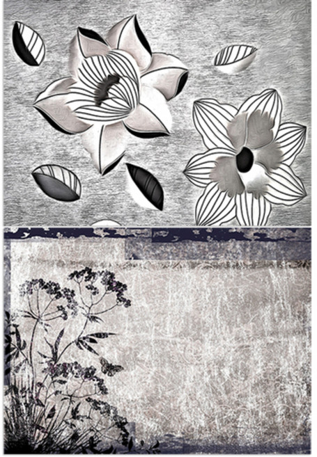 로엠디자인 실리콘 식탁매트 블랙플라워 + 인삼, 혼합 색상, 385 x 285 mm