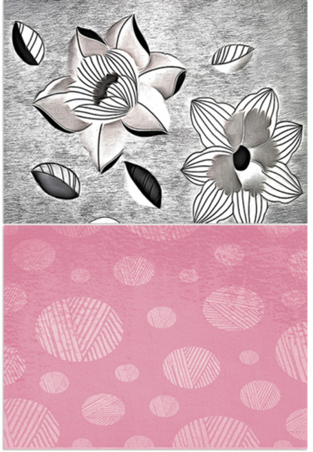 로엠디자인 실리콘 식탁매트 블랙플라워 + 털실패턴, 2, 385 x 285 mm, 1개