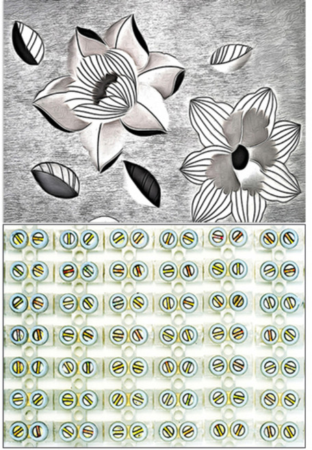 로엠디자인 실리콘 식탁매트 블랙플라워 + 나사, 혼합 색상, 385 x 285 mm