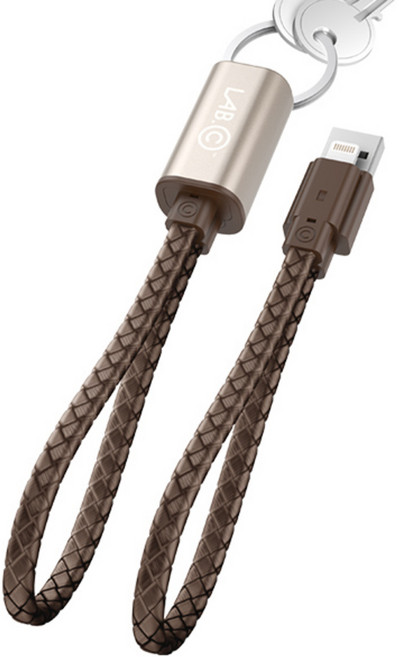 랩씨 애플전용 라이트닝 충전 케이블 키체인, Gold / Brown, 1개, 25cm