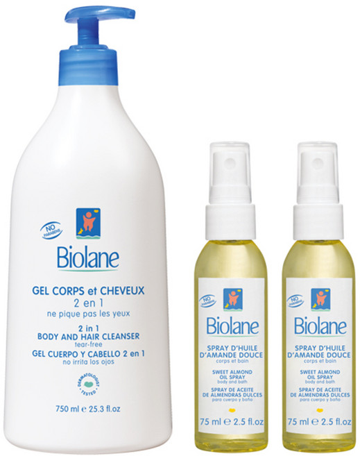 비올란 베이비 2in1 바디 앤 헤어 클렌저 750ml + 스위트 아몬드 오일 스프레이 75ml x 2p, 1세트