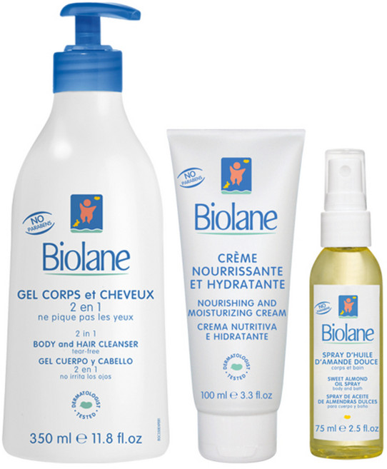 비올란 베이비 2in1 바디 앤 헤어 클렌저 350ml + 너리싱 앤 모이스처 라이징 크림 100ml + 스위트 아몬드 오일 스프레이 75ml, 1세트