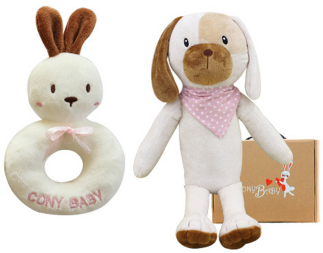 코니베이비 오감발달 애착인형 아기 두두 랜덤 발송 + 딸랑이 코니 + 선물박스, 1세트