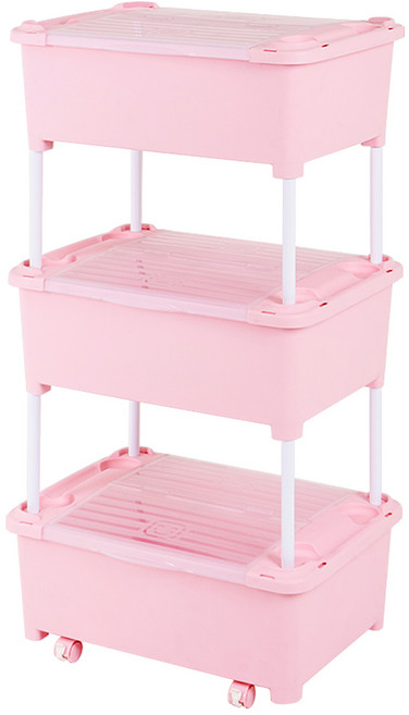 리빙스마일 스마일 기저귀 정리함 직사각형 3단, 핑크, 1개