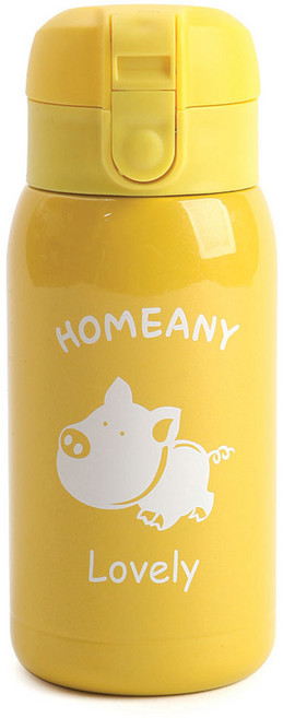 홈애니 원터치 보온보냉병, 노랑(돼지), 300ml, 1개