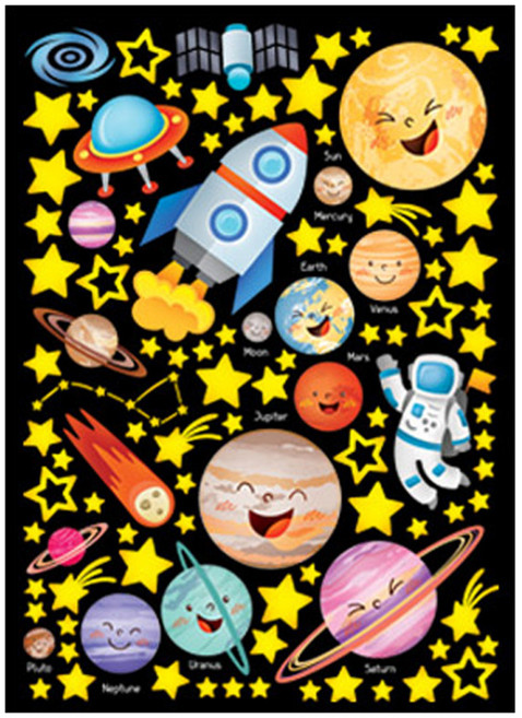 환타스틱스 데코 야광 인테리어스티커 행성친구들 FDS-21209, 혼합색상, 48 x 67 cm, 1개