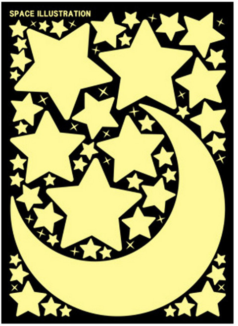 환타스틱스 큰 야광스티커 달별빛으로 FDS-21203, 혼합색상 , 48 x 67 cm