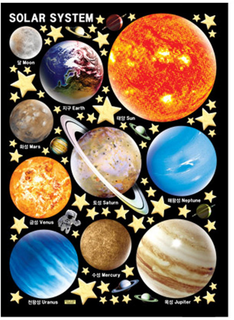 환타스틱스 큰 야광스티커 우주탐험 FDS-21201, 혼합색상, 48 x 67 cm