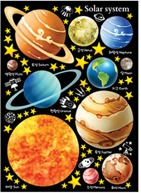 환타스틱스 데코 야광 인테리어스티커 우주에서는 FDS-21208, 혼합색상, 48 x 67 cm