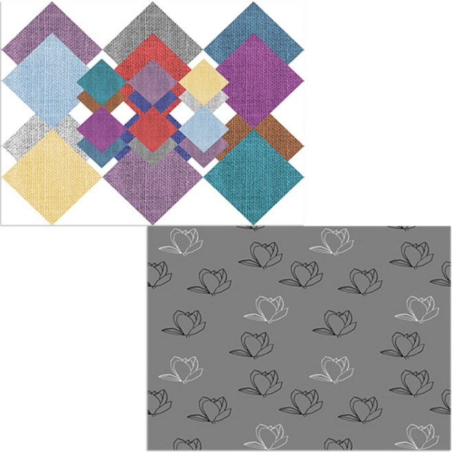 벨라 실리콘 식탁매트, 목련3 그레이 + 칠교패턴2, 385 x 285 mm, 1개