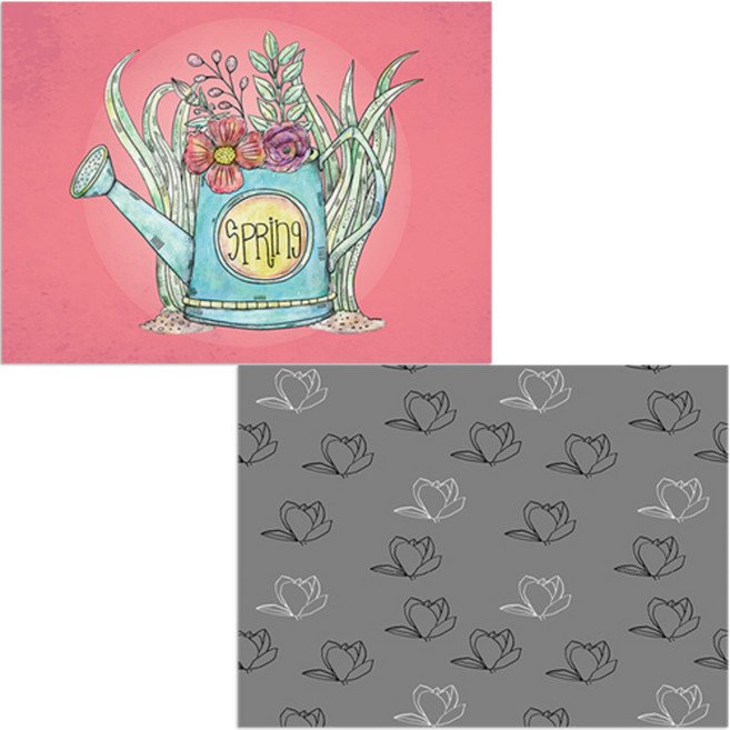 벨라 실리콘 식탁매트 목련3 그레이 + 화분, 09, 385 x 285 mm, 1개