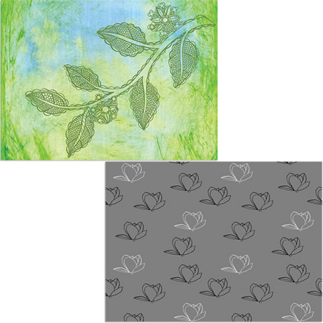 벨라 실리콘 식탁매트 목련3 그레이 + 나뭇잎패턴, 혼합 색상, 385 x 285 mm, 1개