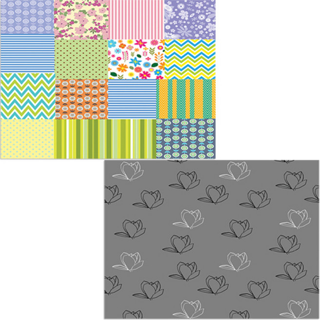 벨라 실리콘 식탁매트 목련3 그레이 + 조화, 혼합 색상, 385 x 285 mm, 1개