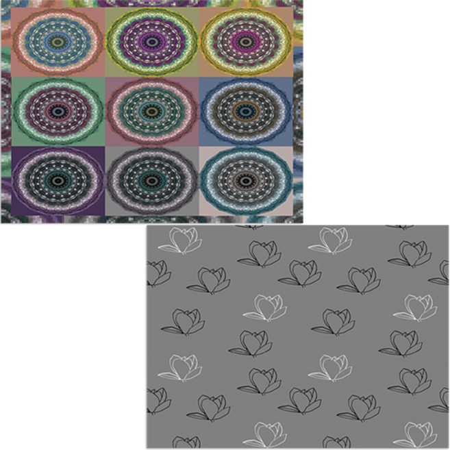 벨라 실리콘 식탁매트 목련3 그레이 + 동그라미패턴, 혼합 색상, 385 x 285 mm, 1개