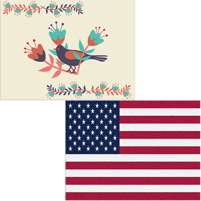 벨라 실리콘 식탁매트 미국국기 + 블랙버드, 혼합 색상, 385 x 285 mm