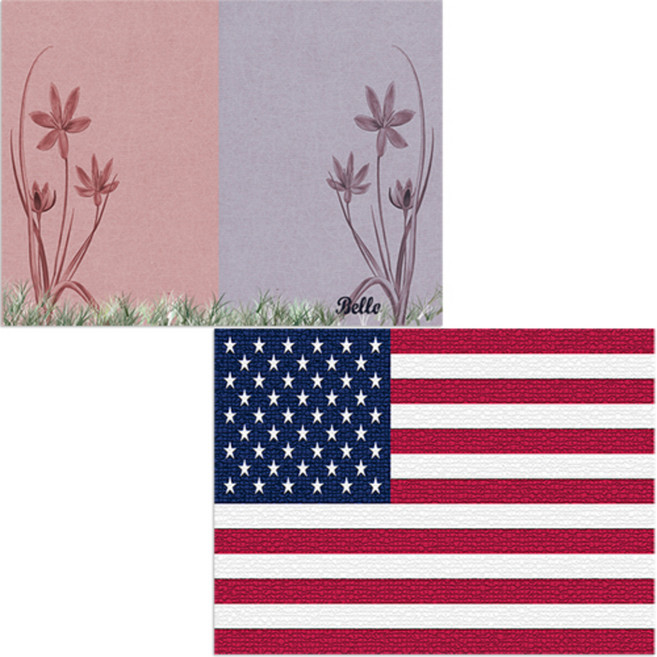 벨라 실리콘 식탁매트 미국국기 + 꽃, 5, 385 x 285 mm, 1개