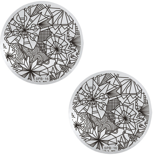 뷰티팝 겨울 에디션 원형 네일 플레이트, 16, 2개