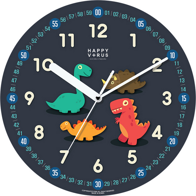 HAPPYVIRUS 어린이 교육용 벽시계, 2061공룡친구들