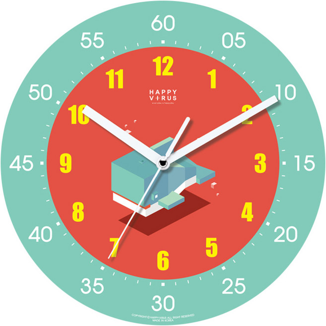 HAPPYVIRUS 어린이 교육용 벽시계, 2023고래