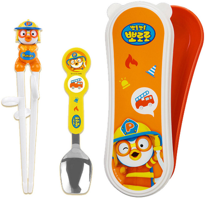 에디슨 뽀로로 오른손용 이지 수저 케이스세트, 소방관뽀로로, 단품, 1세트