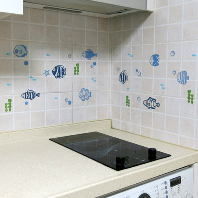 환타스틱스 그래픽 아트S 인테리어 스티커 2장 GDT-9, 블루피시, 23.5 x 31 cm