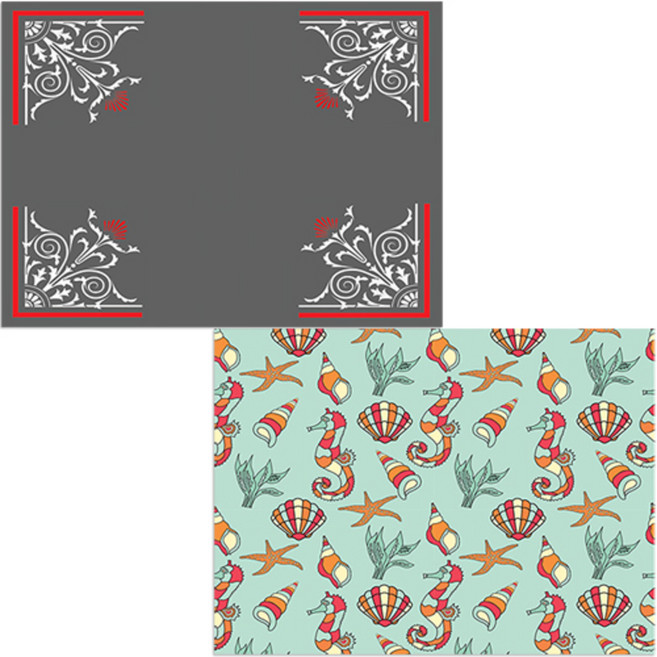 벨라 실리콘 식탁매트 바닷속 + 카네이션, 5, 385 x 285 mm