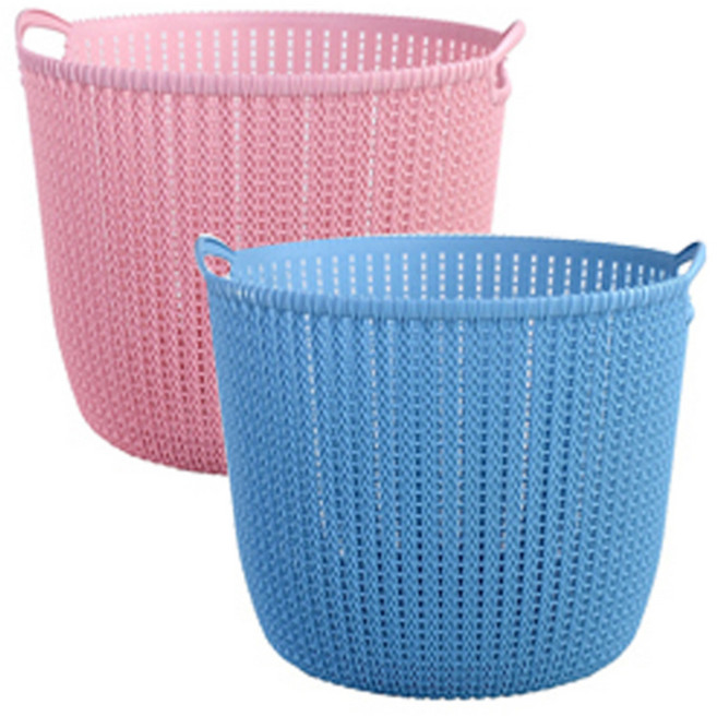 리버그린 짜임 다용도 원형바구니 2p 세트, 블루+핑크, 1세트