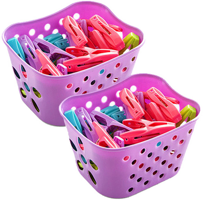 리버그린 빨래집게 30p + 바구니, 혼합색상 + 퍼플, 2세트
