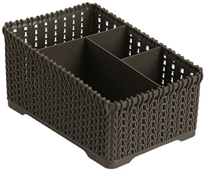 짜임 디자인 수납바구니, 브라운, 1개